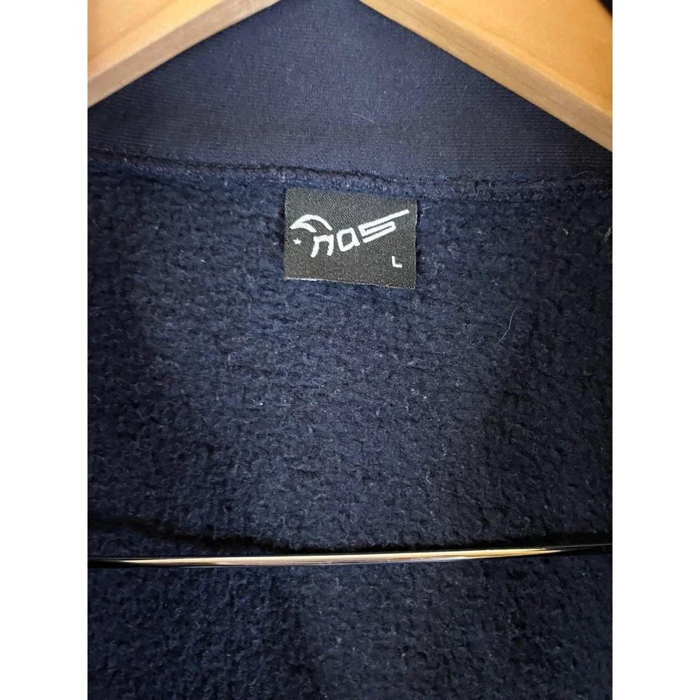 London England NAS jacket full zip navy gold crown emblem Sz L - Picture 3 of 6